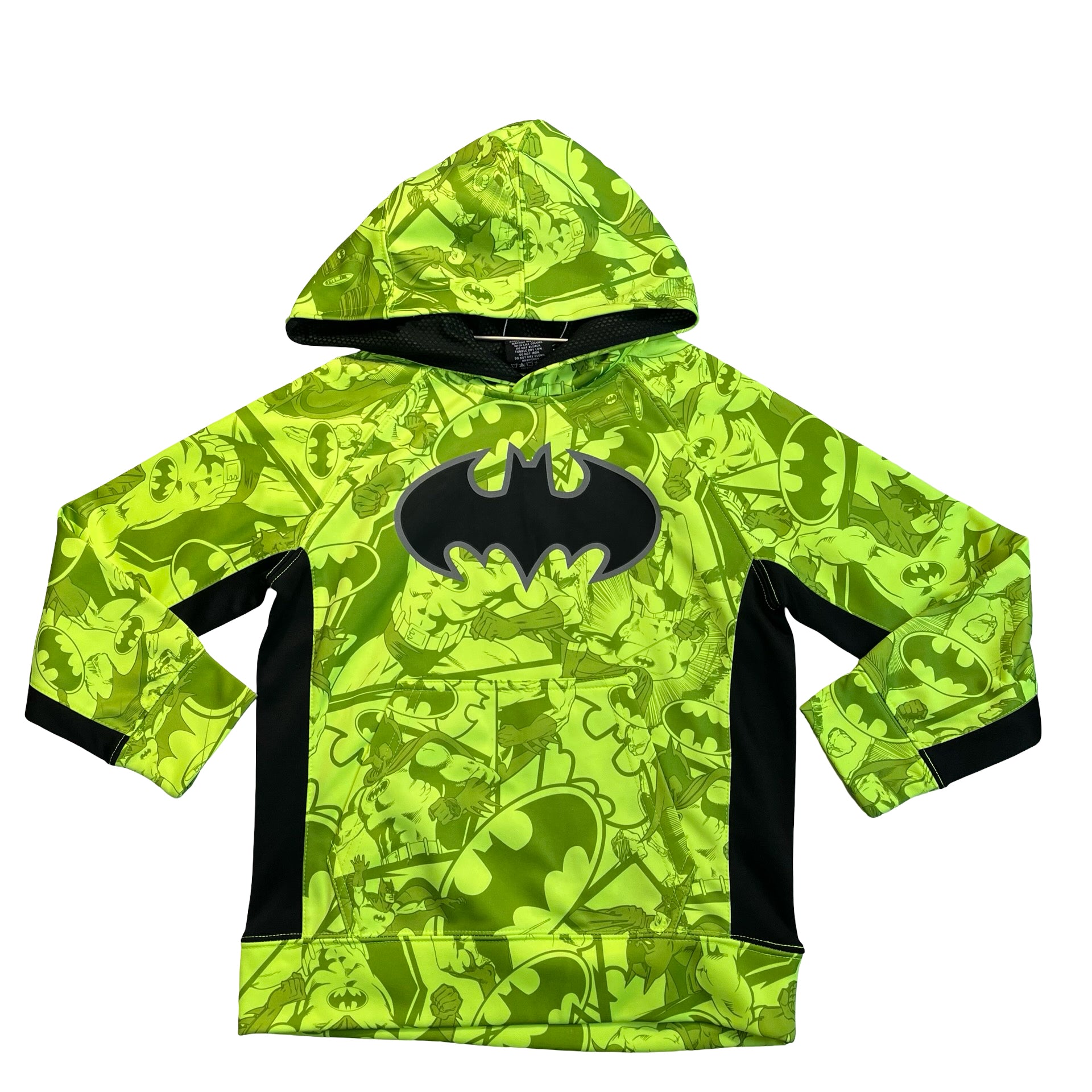 Batman Neon Green Athletic Hooded Sweatshirt - Size S 6-7