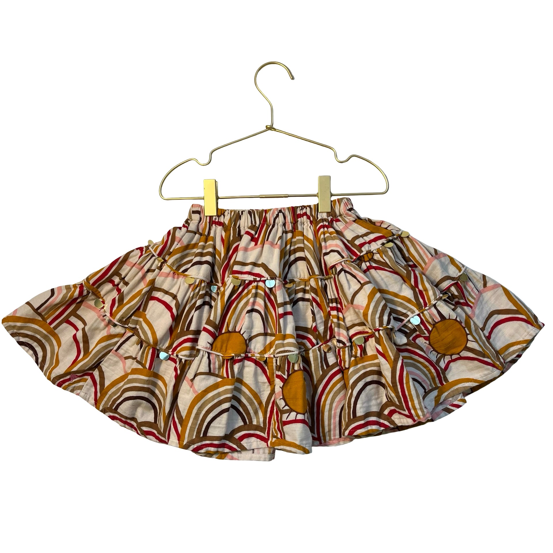 Pink Chicken Sun & Rainbow Print Skirt - Size 5Y