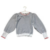 Janie and Jack White & Navy Striped Cotton Sweater - Size 8