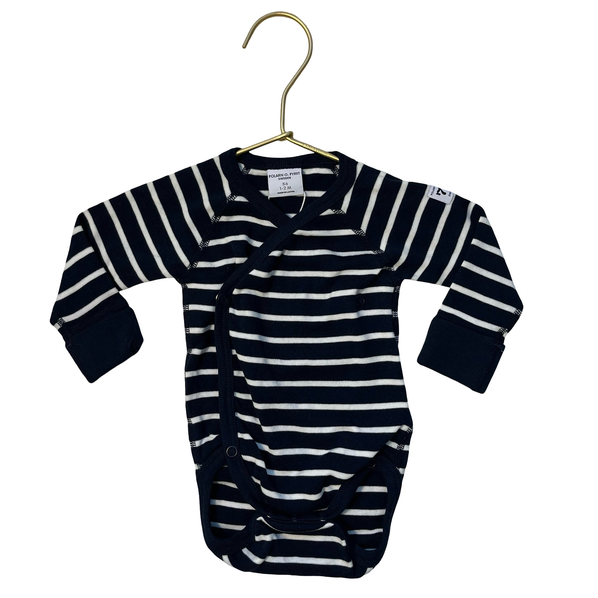 Polarn O. Pyret Navy & White Striped Onesie Bodysuit - Size 1-2 Mo