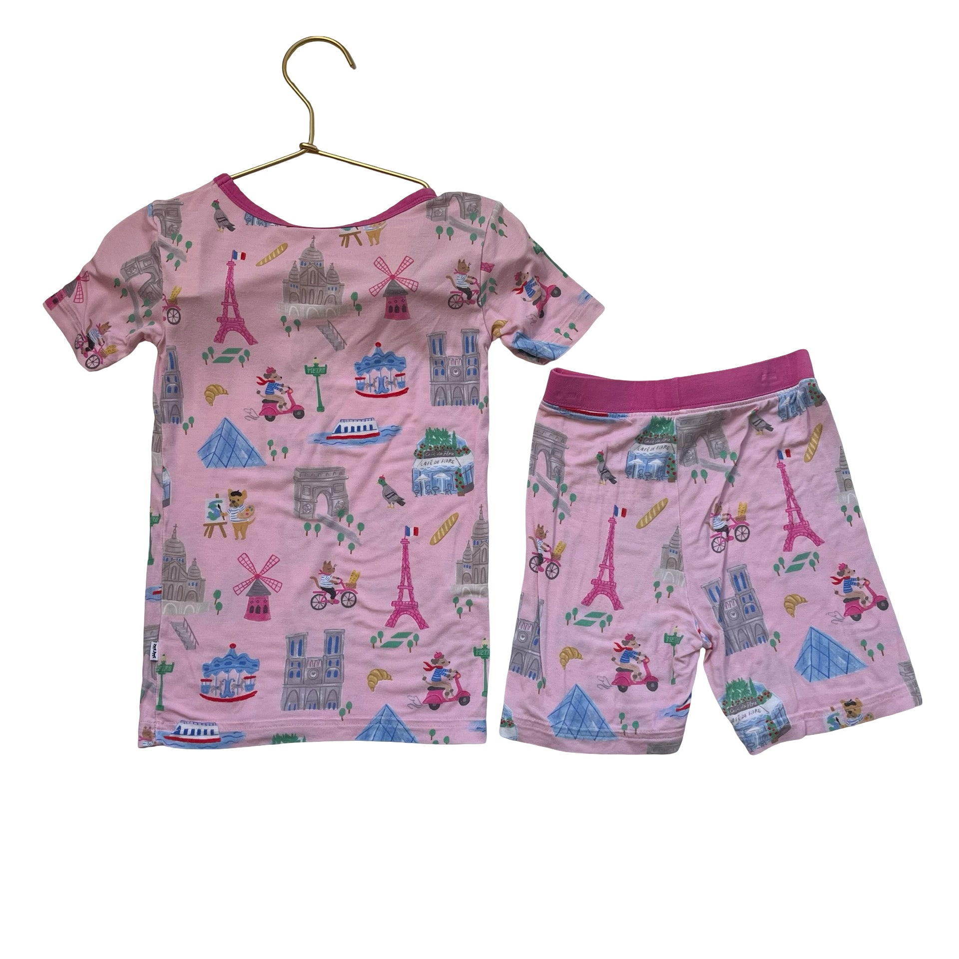 Little Sleepies Pink Paris Print 2 Piece PJs - Size 3T
