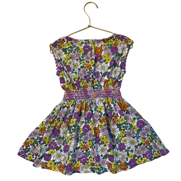 Mini Boden Purple, Yellow, Orange Flower Print Dress - Size 3-4Y