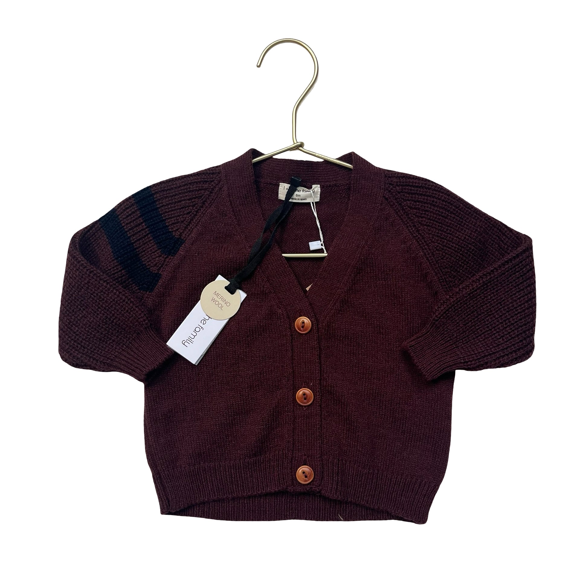 1 + in the family Burgundy Wool-Blend V-Neck Cardigan Sweater with Tags - 6 Mo