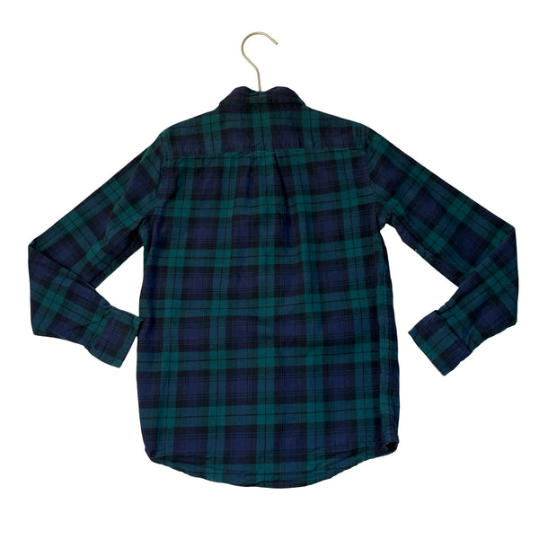 Janie and Jack Navy & Green Tartan Plaid Flannel Shirt - Size 8