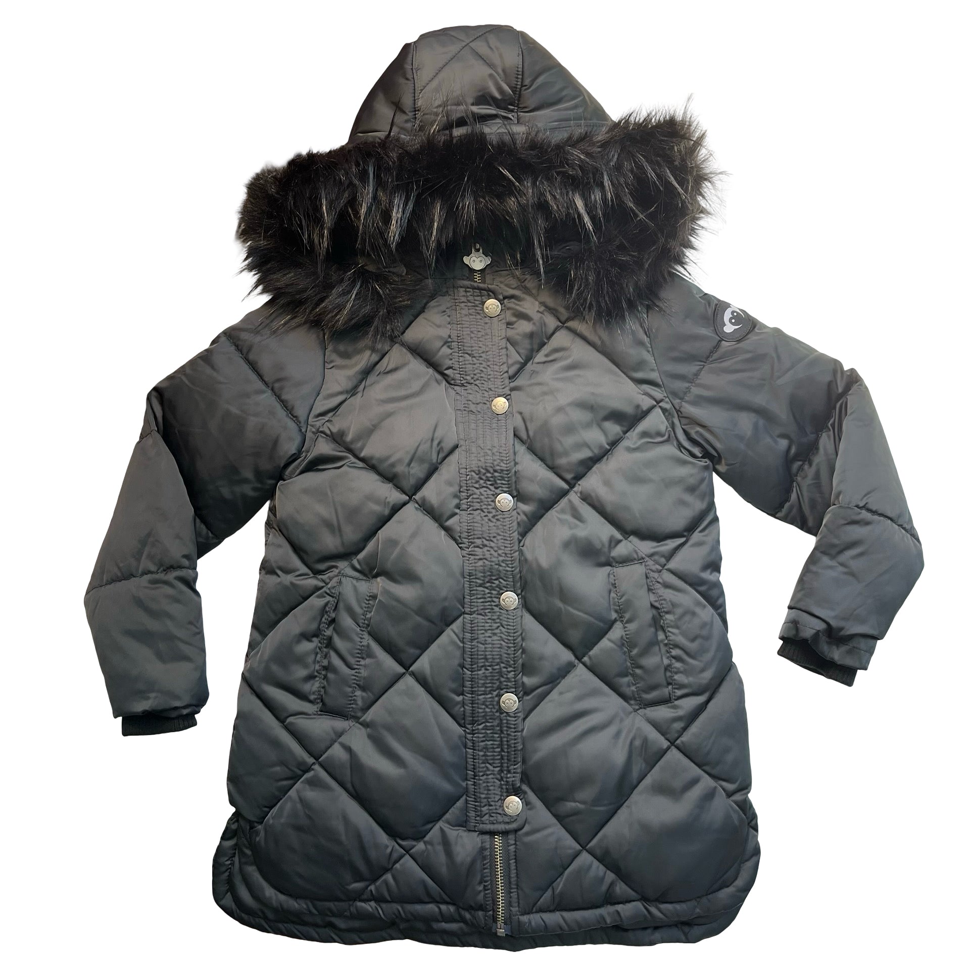 Appaman Fleece-Lined Black Hooded Puffer Jacket - Size 6