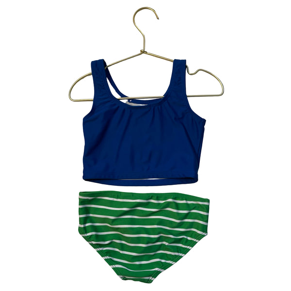 Hanna Andersson Blue Sun Graphic & Green Striped 2 Piece Swim Suit - Size 4