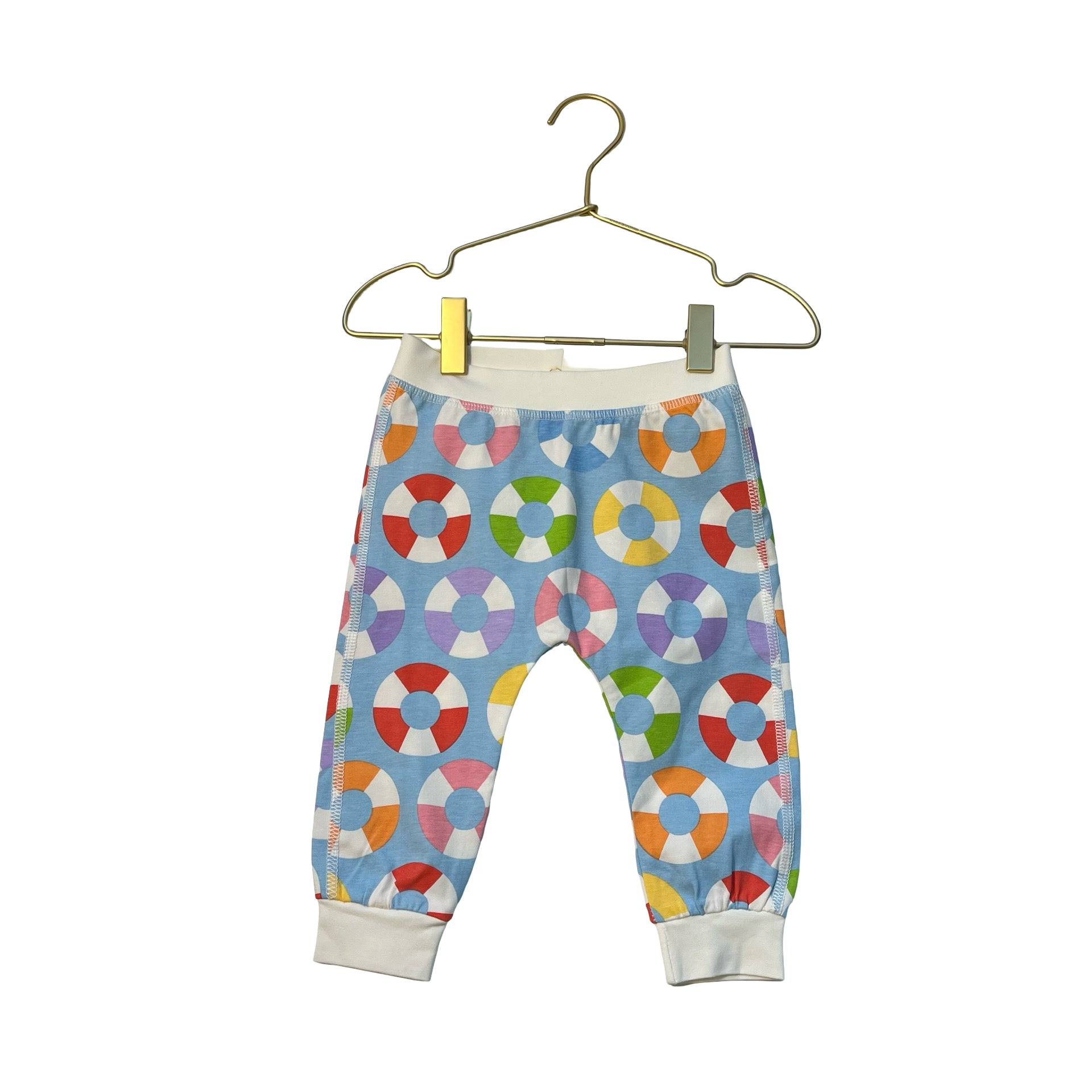 Monica + Andy Light Blue & Colorful Life Preserver Print Pants - Size 9-12 Mo
