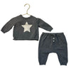 Nordstrom Gray Cotton Knit Star Sweater & Joggers Set - Size 6 Mo