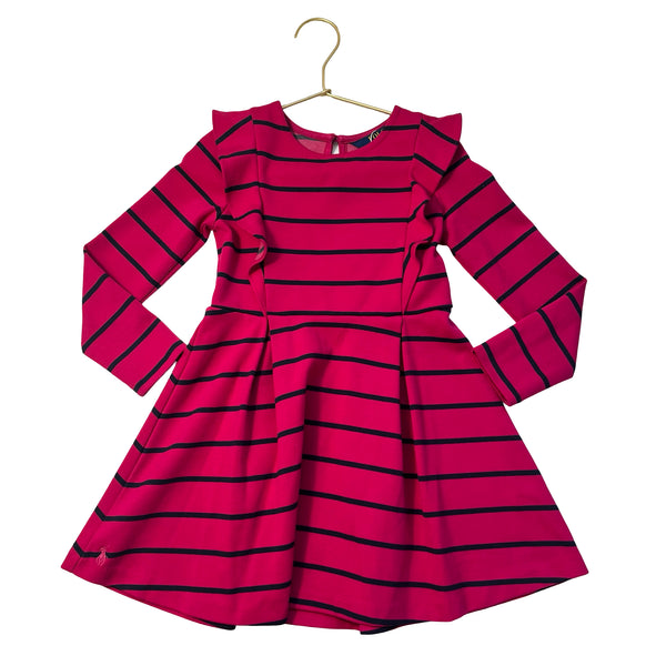 Polo Ralph Lauren Raspberry Pink & Navy Striped Dress - Size 5