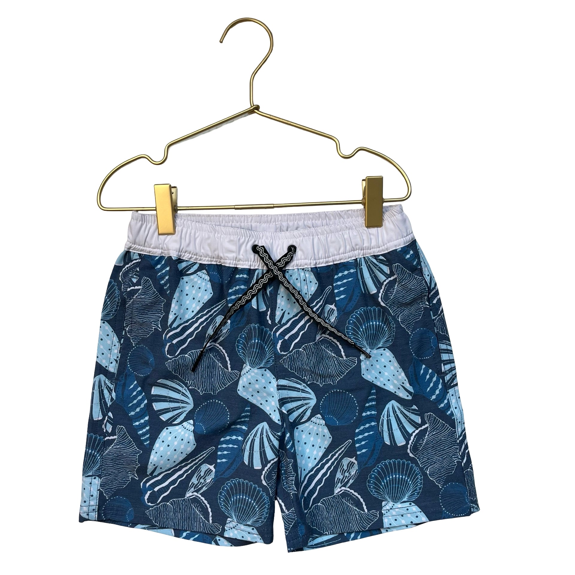 Feather 4 Arrow Blue Shell Print Swim Trunks - Size 6