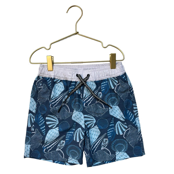 Feather 4 Arrow Blue Shell Print Swim Trunks - Size 6