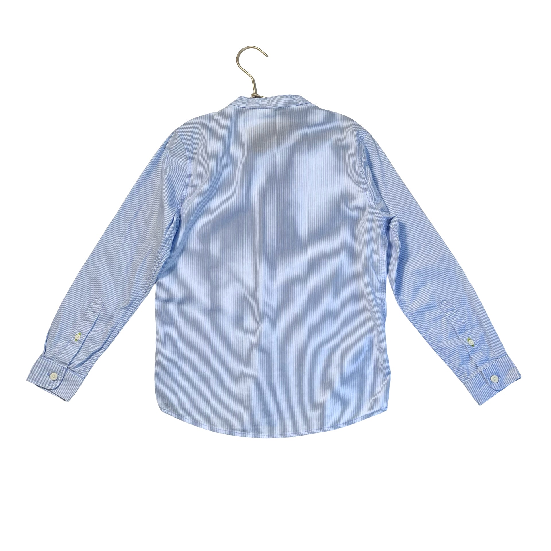 Dunnes Blue & White Striped Collarless Button Down - Size 8-9