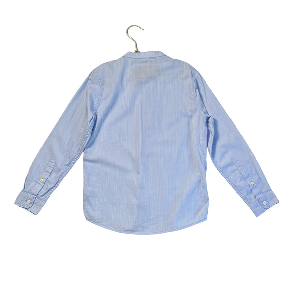 Dunnes Blue & White Striped Collarless Button Down - Size 8-9