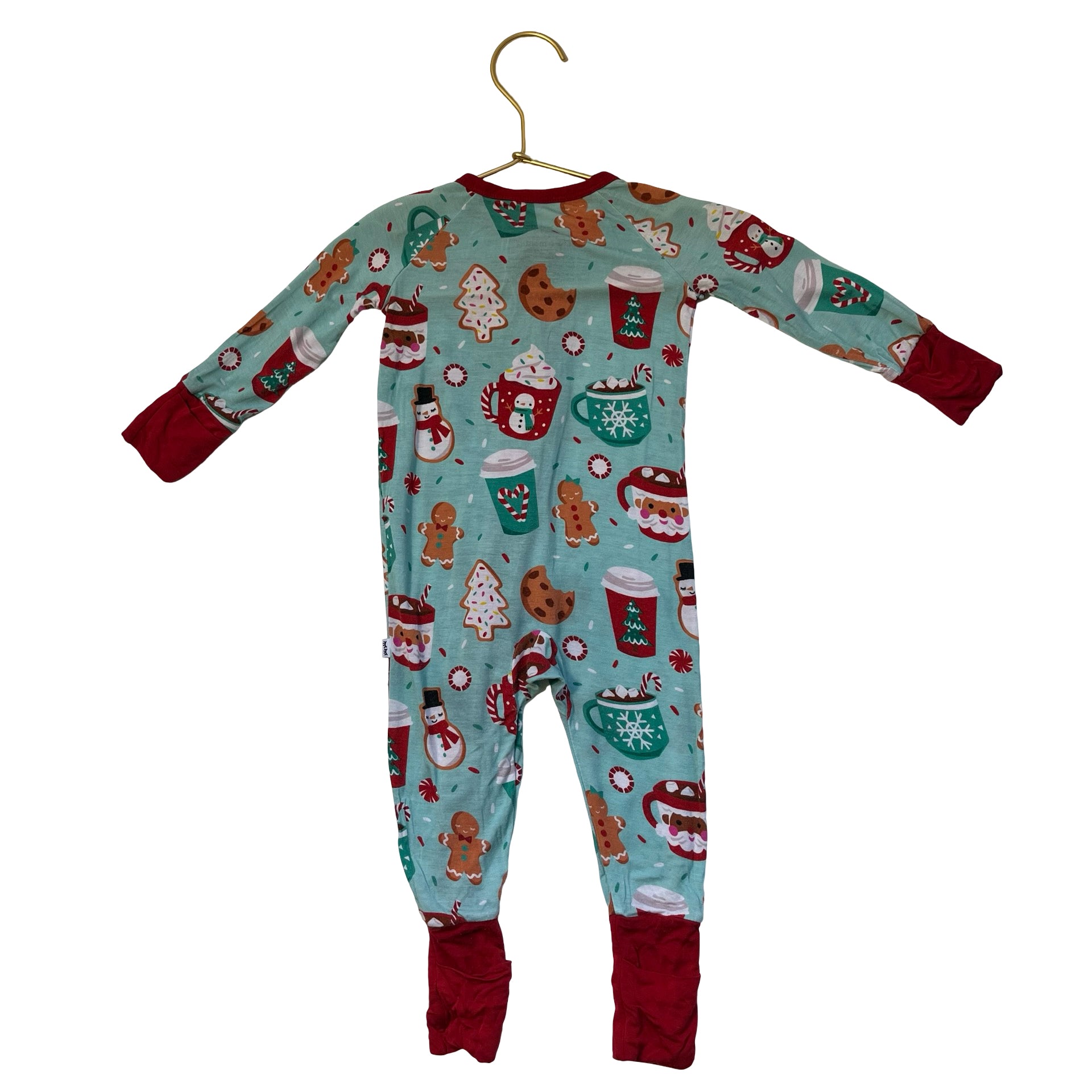 Little Sleepies Teal Christmas Cookies One-Piece PJs - Size 3-6 Mo