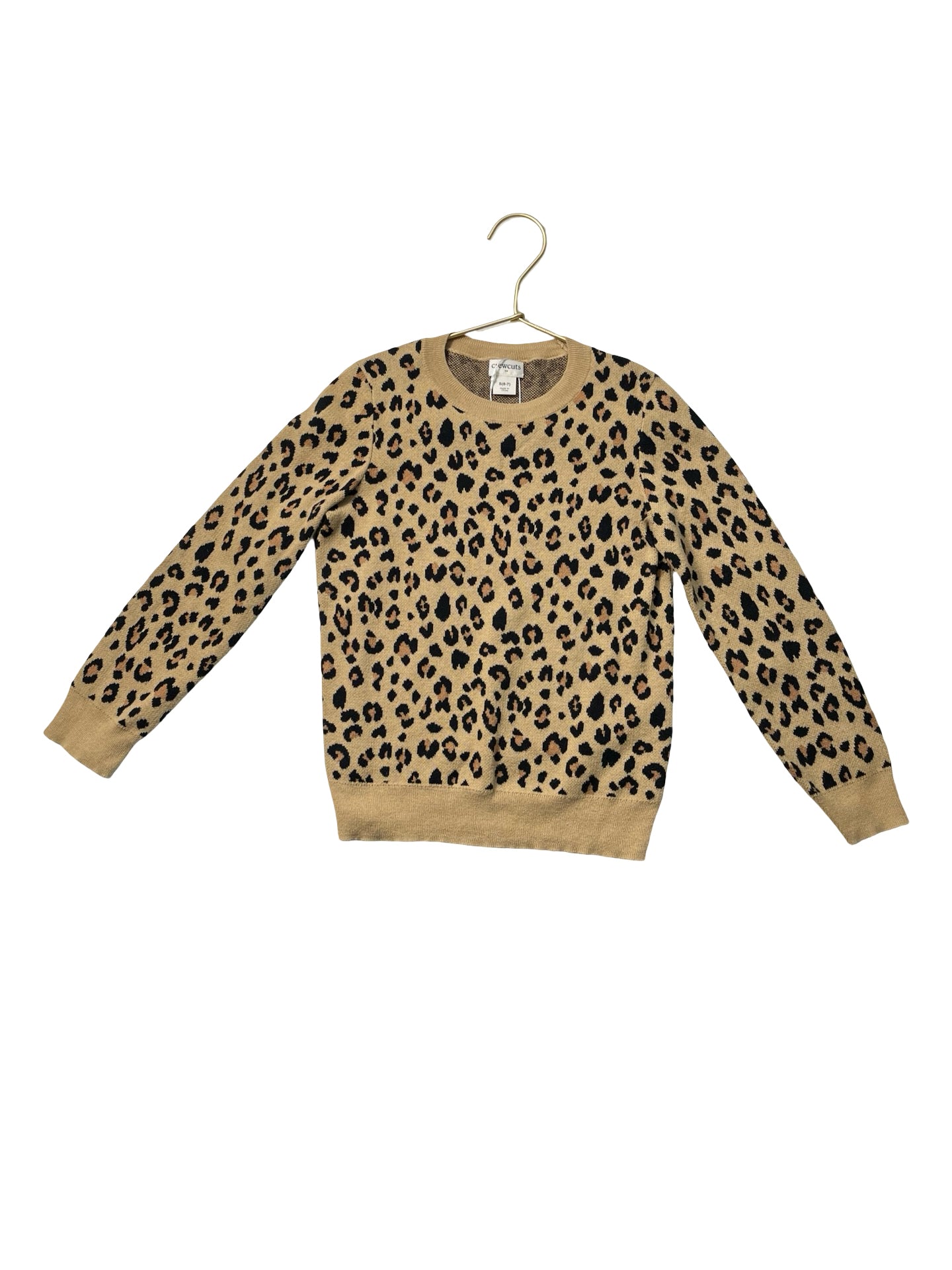 Crewcuts Tan Leopard Print Cotton Sweater - Size S 6-7