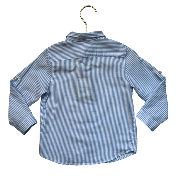 Zara Blue & White Striped Button Down Shirt - Size 18-24 Mo