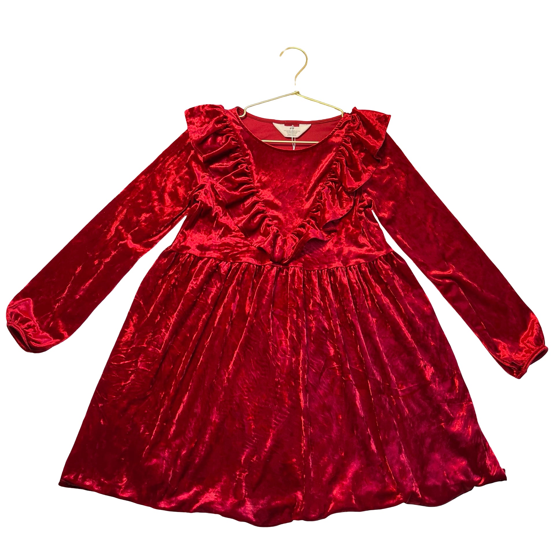 H&M Red Crushed Velour Dress - Size 8-10