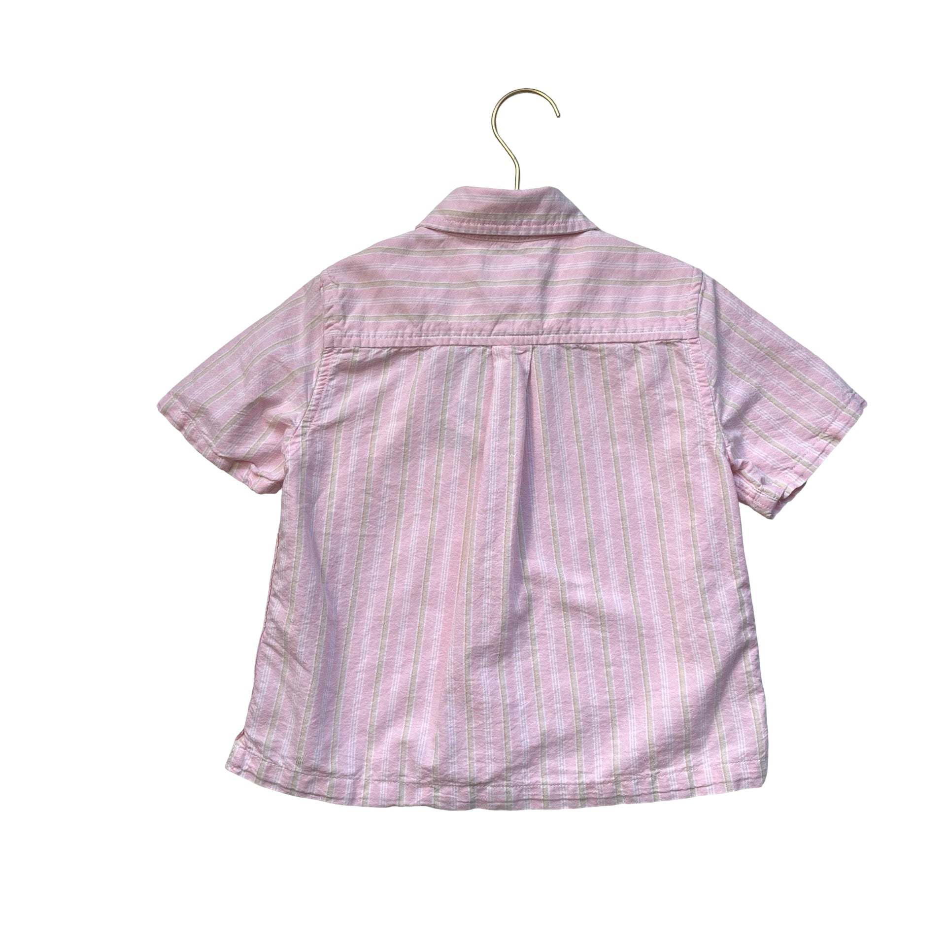 Children's Place Pink, Tan, White Striped Button Down Shirt - Size S 5-6