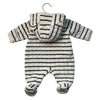Nordstrom Ivory & Gray Striped Velour Footed Bunting - Size Newborn