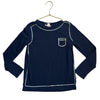 Crewcuts Navy & Silver Sequin Trim Pocket Shirt - Size S 6-7