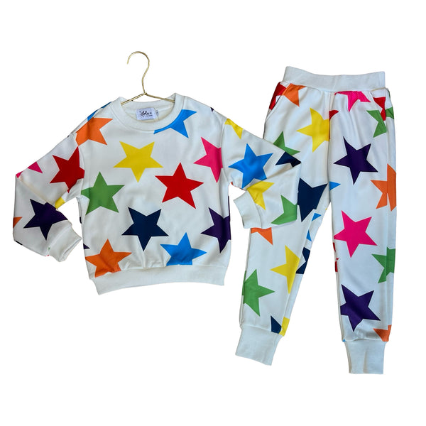 Lola & The Boys Colorful Star Sweatshirt & Joggers Set - Size 4