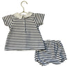 Janie and Jack White & Navy Striped Top & Bubble Shorts Set - Size 18-24 Mo