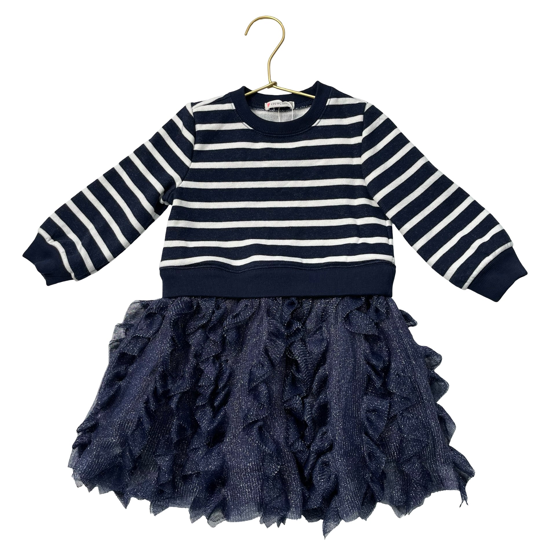 Crewcuts Navy & White Sweatshirt & Metallic Tulle Dress - Size 2