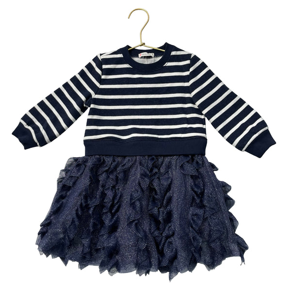 Crewcuts Navy & White Sweatshirt & Metallic Tulle Dress - Size 2