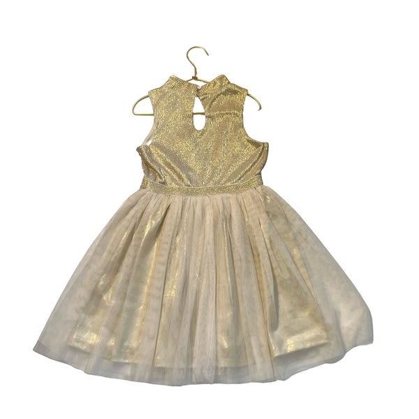 Pink & Violet Gold Metallic & Tulle Dress - Size M 7-8