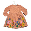 Stella McCartney Kids Peach Corduroy Embroidered Flower Dress - Size 8
