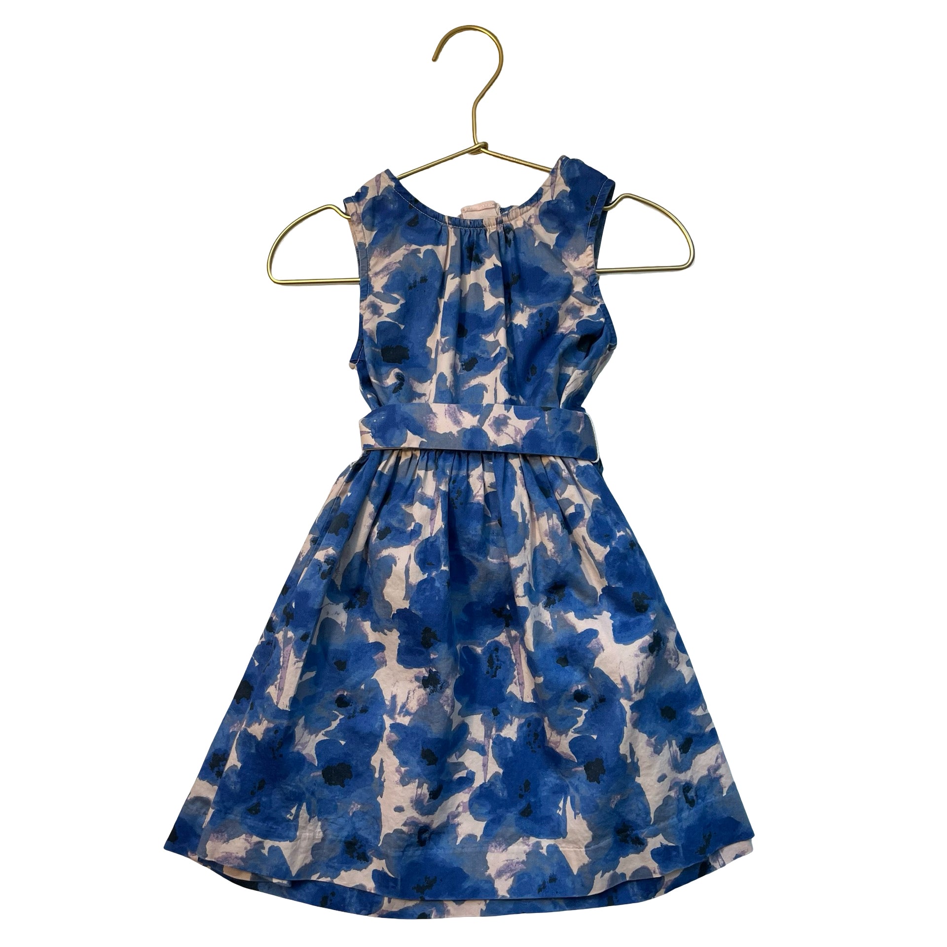 Crewcuts Blue Abstract Floral Belted Dress - Size 3