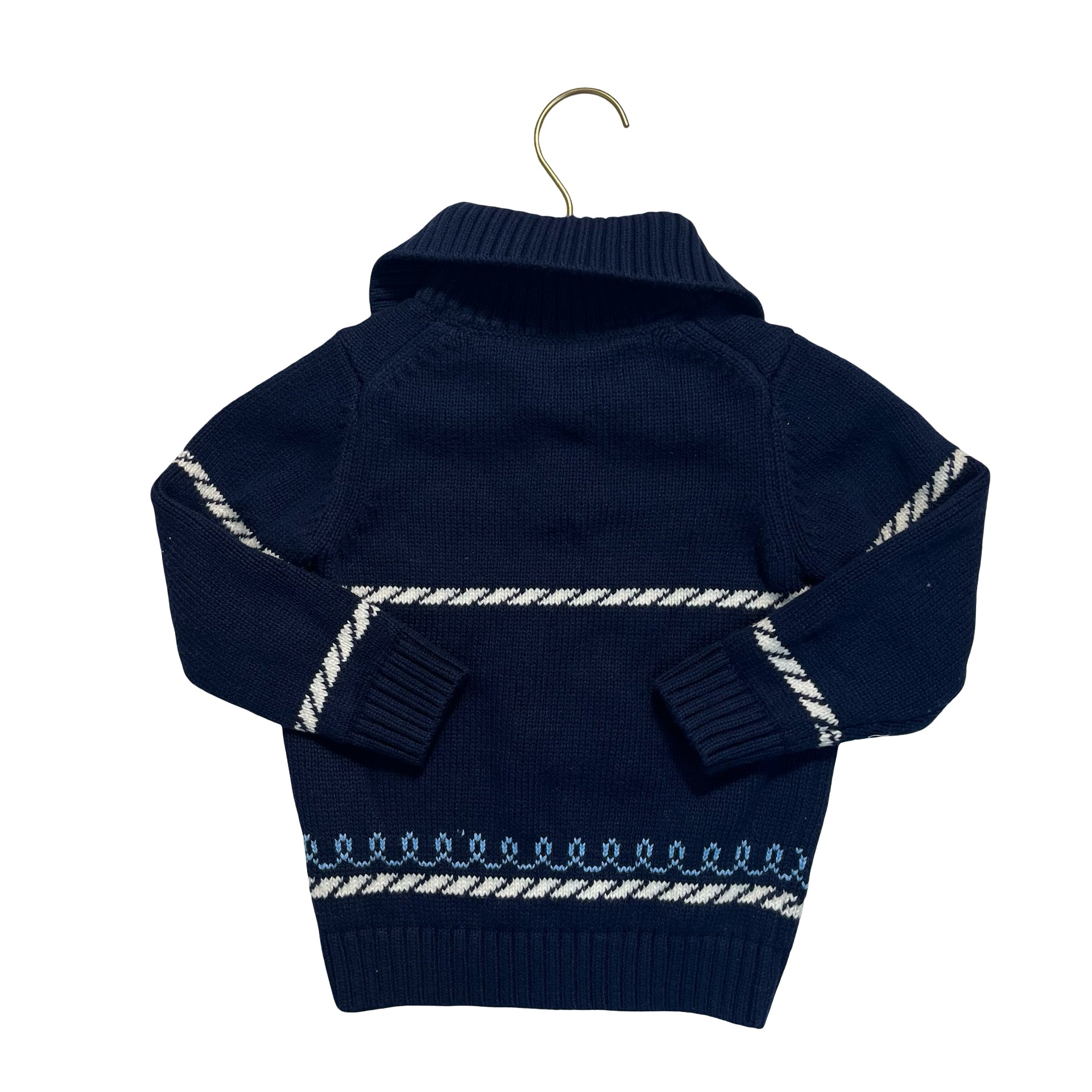 Janie and Jack Navy Nautical Quarter-Button Sweater - Size 3