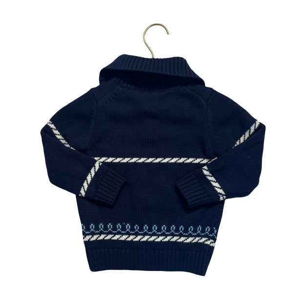 Janie and Jack Navy Nautical Quarter-Button Sweater - Size 3