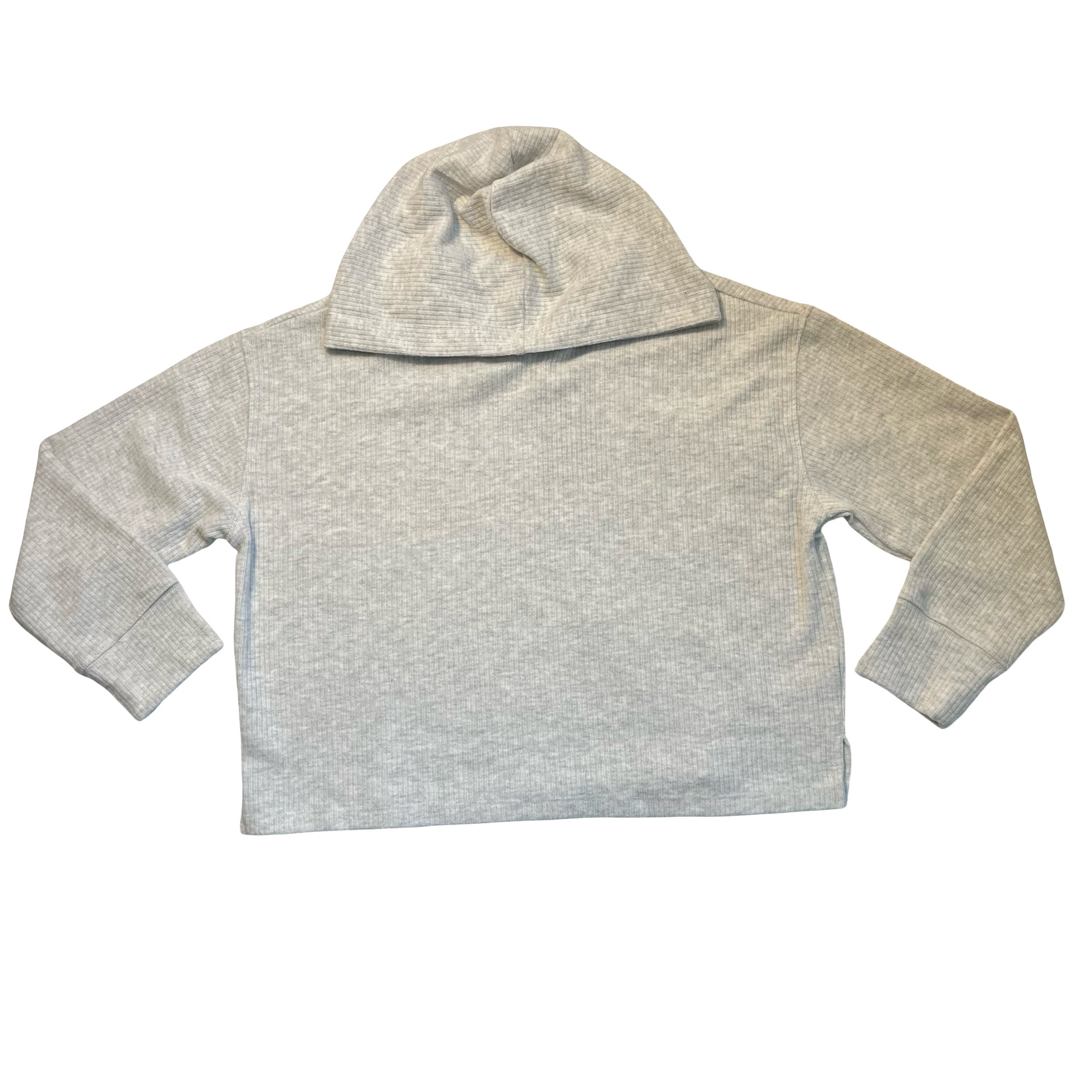 Old Navy Light Gray Ribbed Hooded Shirt - Size L 10-12