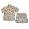 Carter's Tan & Green Summer Print Shorts & Button Down Shirt Set - Size 3T
