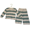 Jessica Simpson Ivory & Green Striped Cotton Knit Sweater & Pants Set - Size 2T