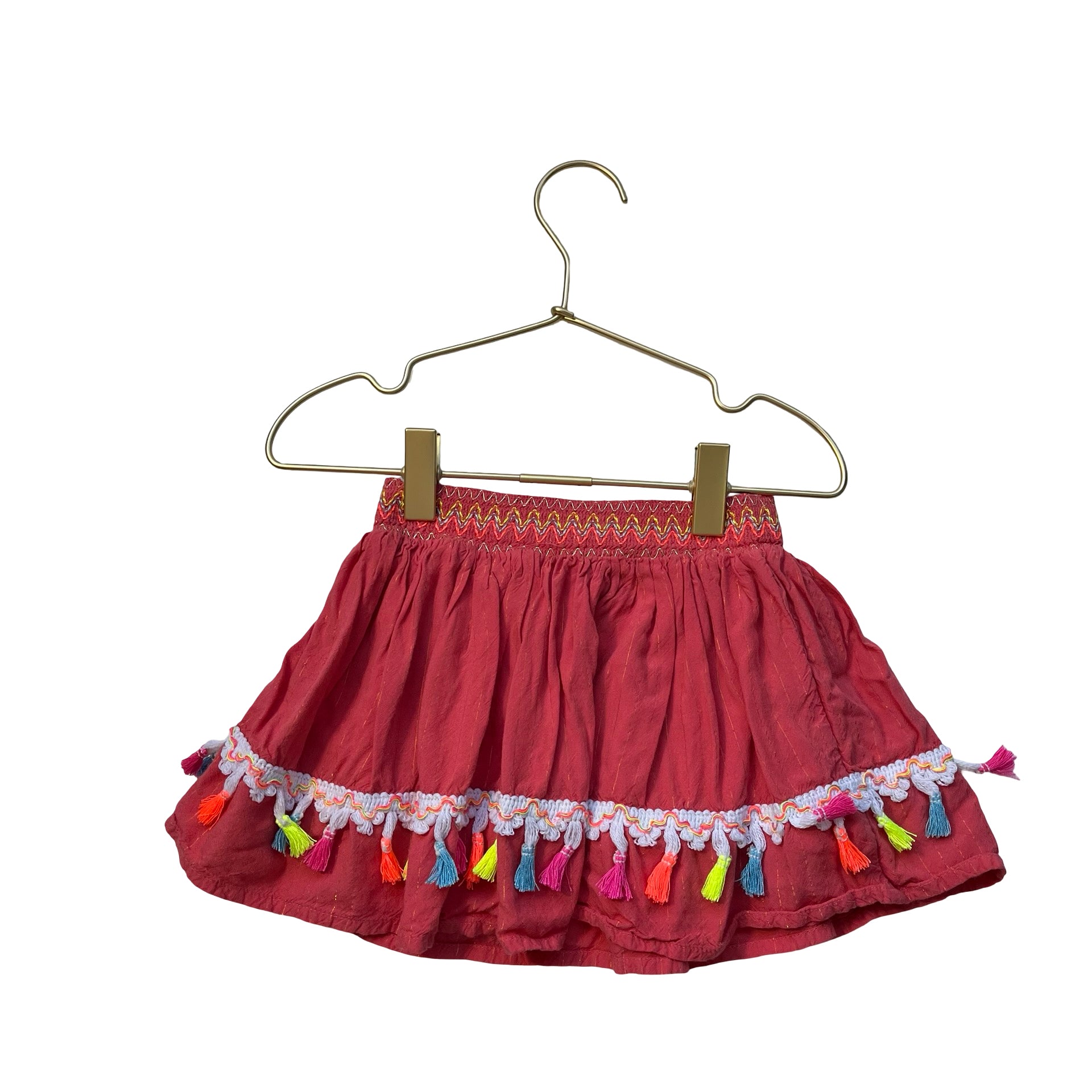 Peek Peach & Metallic Tassel Trim Skirt - Size 2T