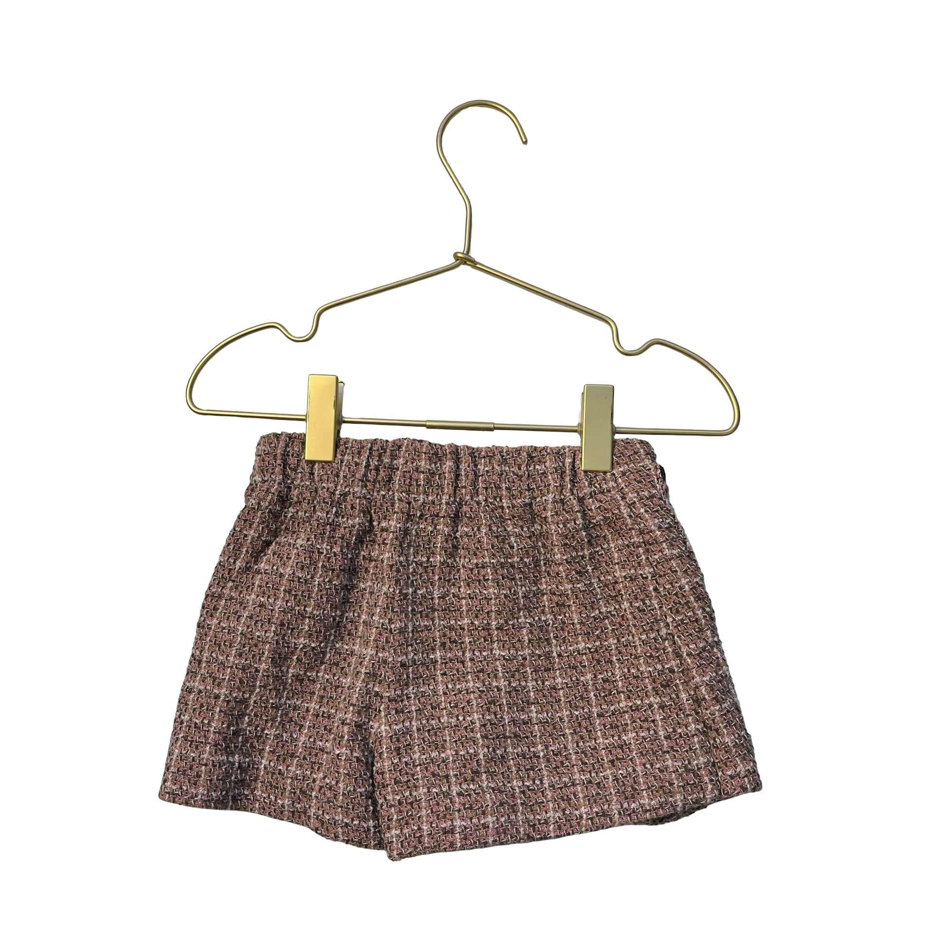 Zara Pink, Tan, Ivory Tweed Skort Shorts - Size 3