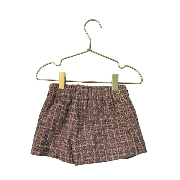 Zara Pink, Tan, Ivory Tweed Skort Shorts - Size 3