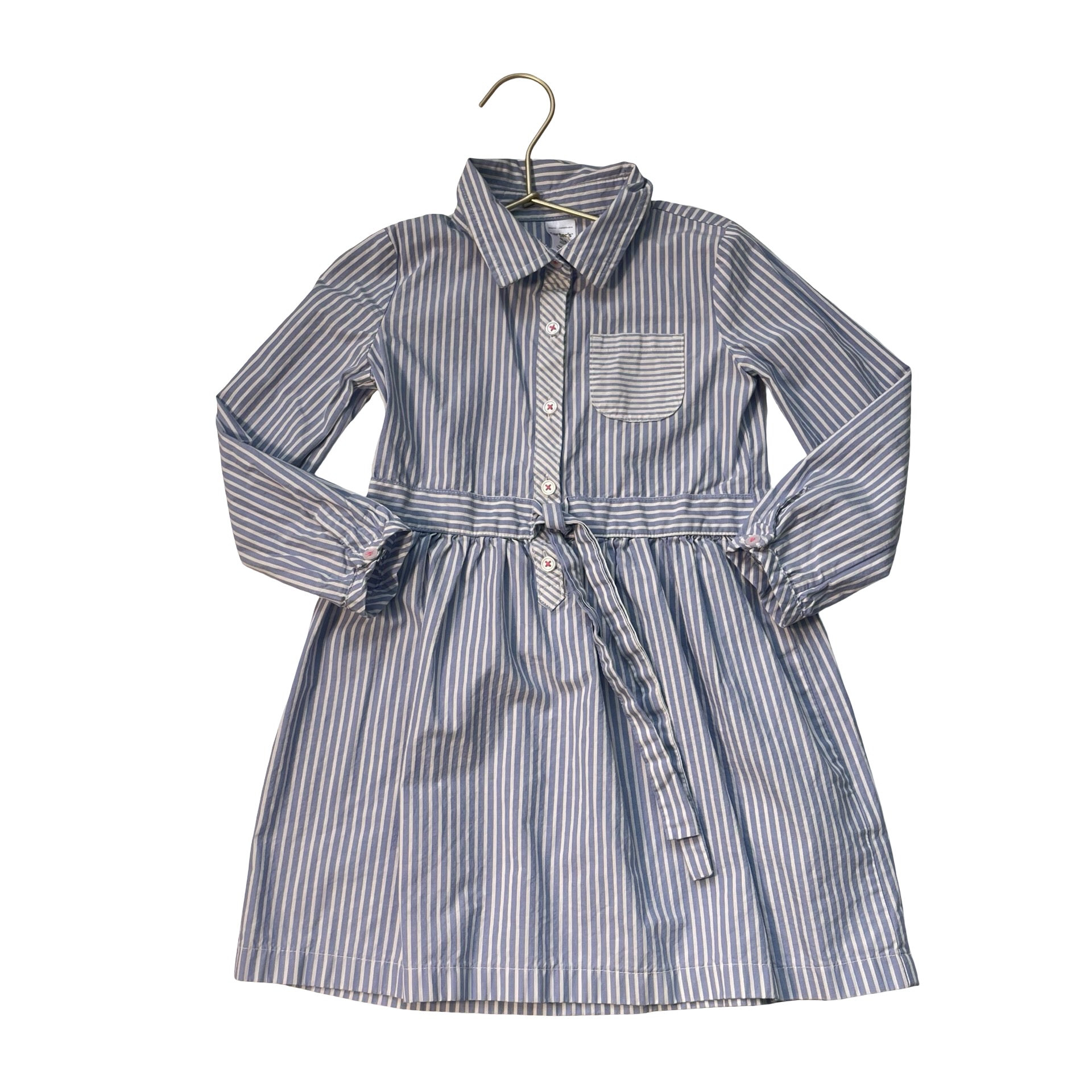 Carter's Blue & White Striped Belted Shirt Dress - Size 4T