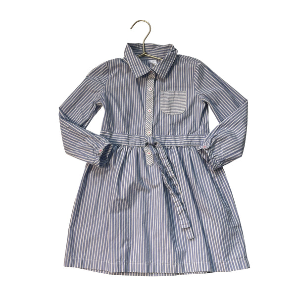 Carter's Blue & White Striped Belted Shirt Dress - Size 4T