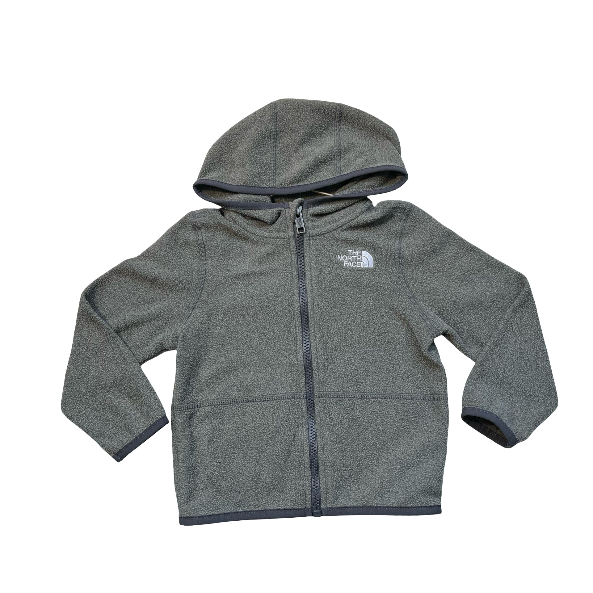 North Face Gray Fleece Hooded Lightweight Jacket - Size 18-24 Mo
