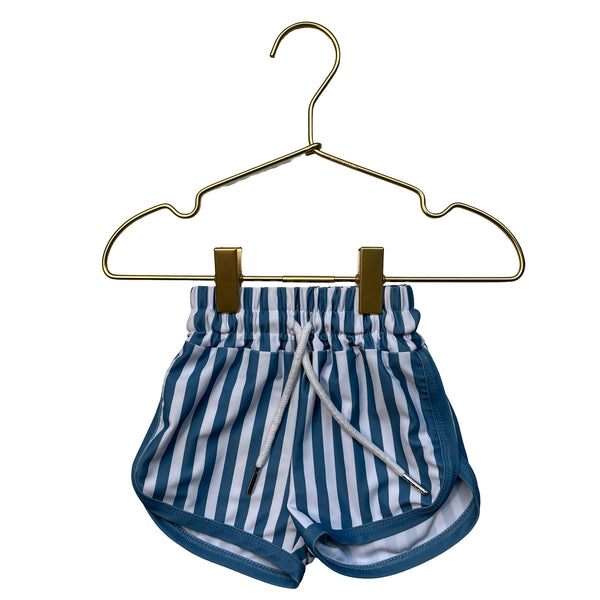 White Bear Blue & White Striped Unlined Swim Suit - Size 3-6 Mo