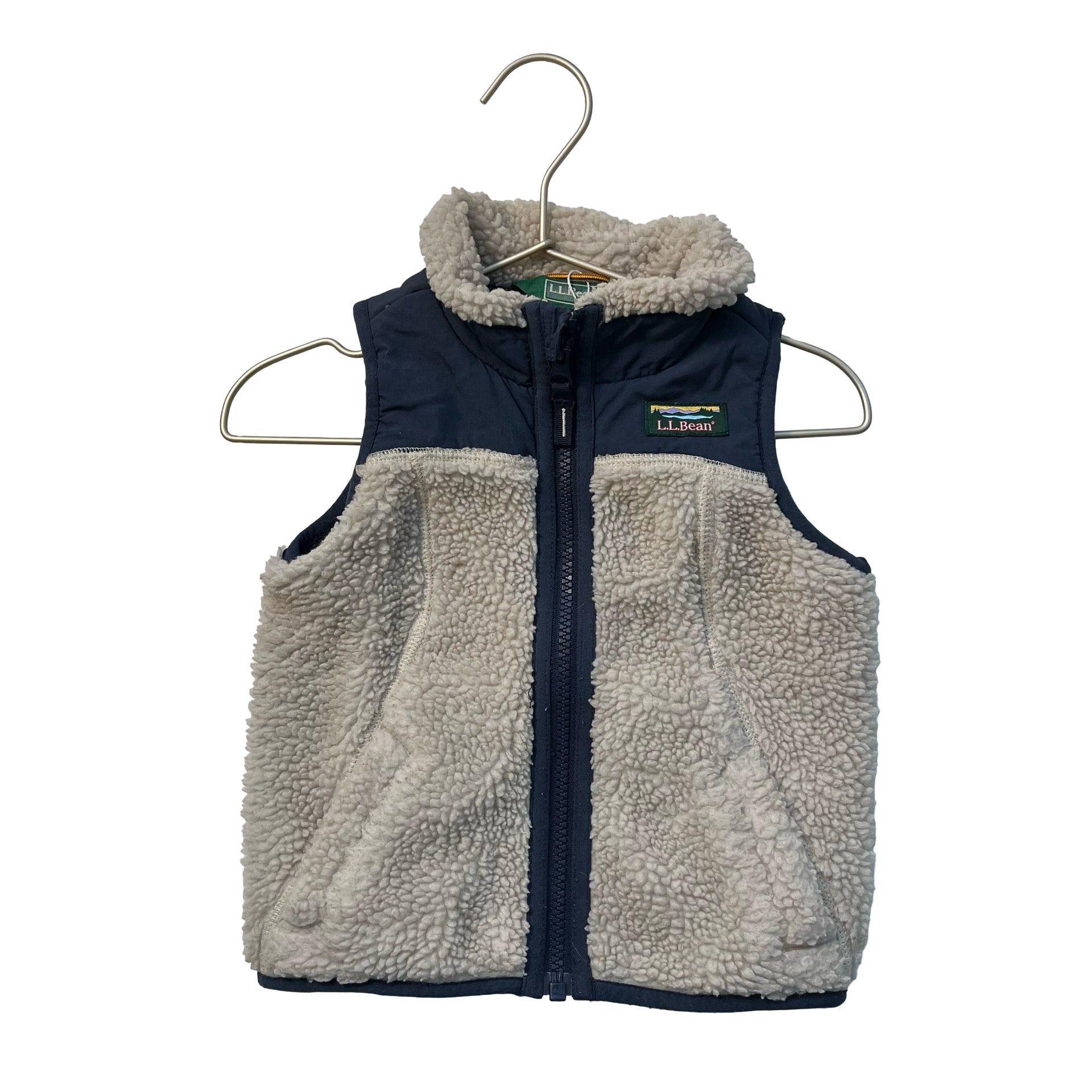 L.L.Bean Ivory Sherpa & Navy Vest - Size 12-18 Mo