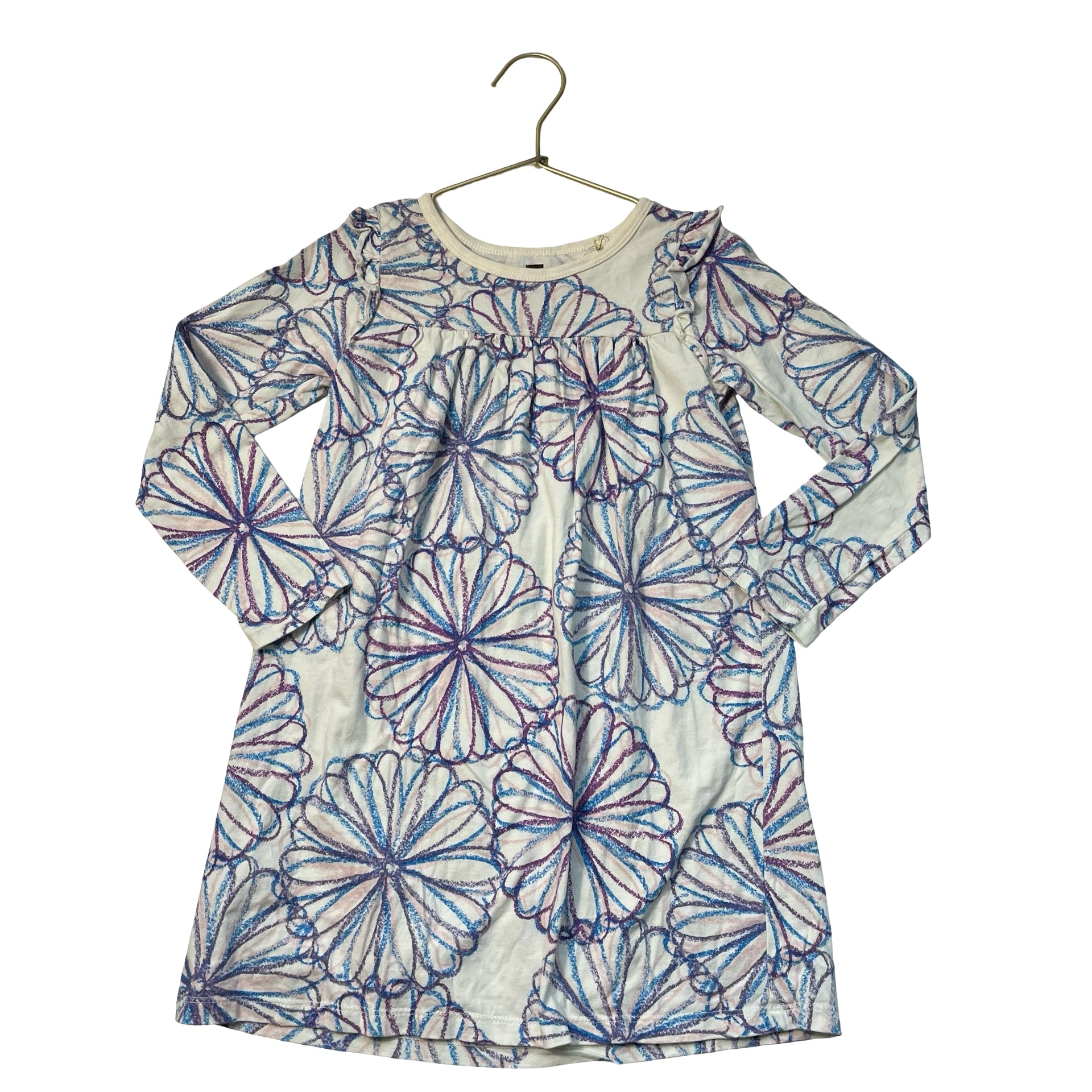 Tea Collection Ivory, Pink, Blue, Purple Flower Print Dress - Size 6