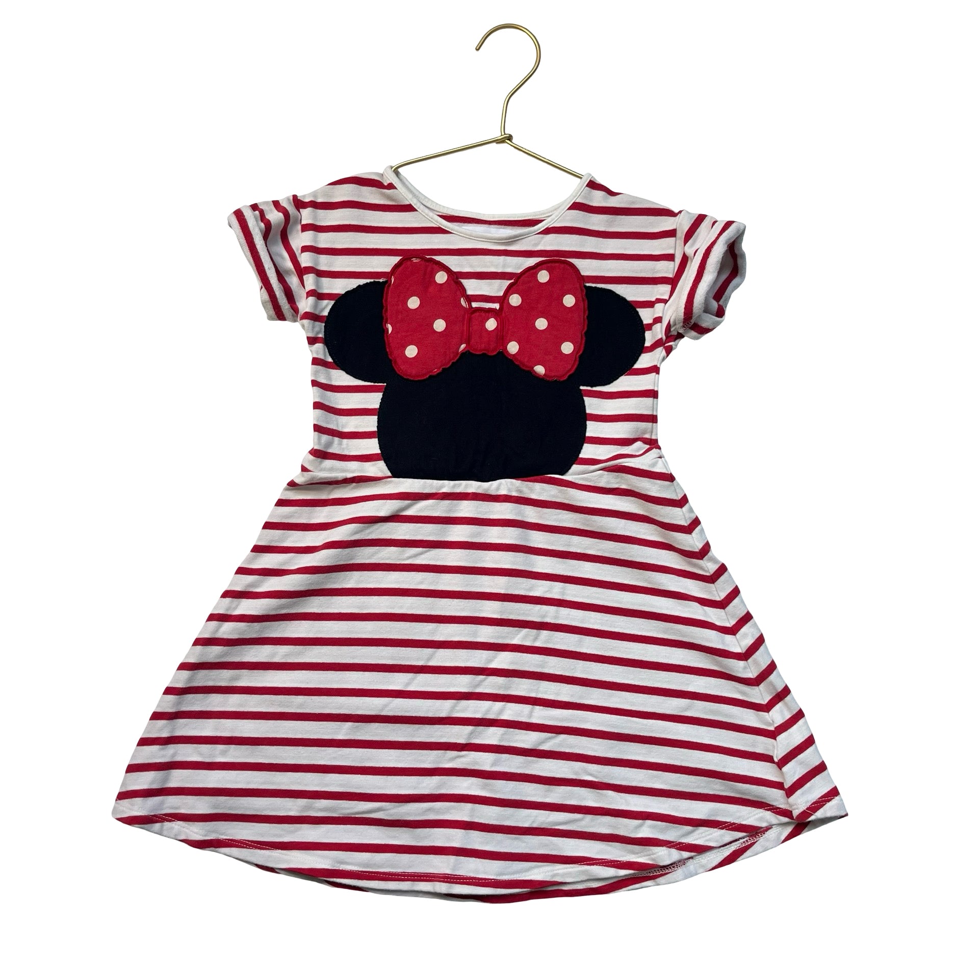 Baby Gap x Disney Red & Ivory Striped Minnie Mouse Applique Dress - Size 4
