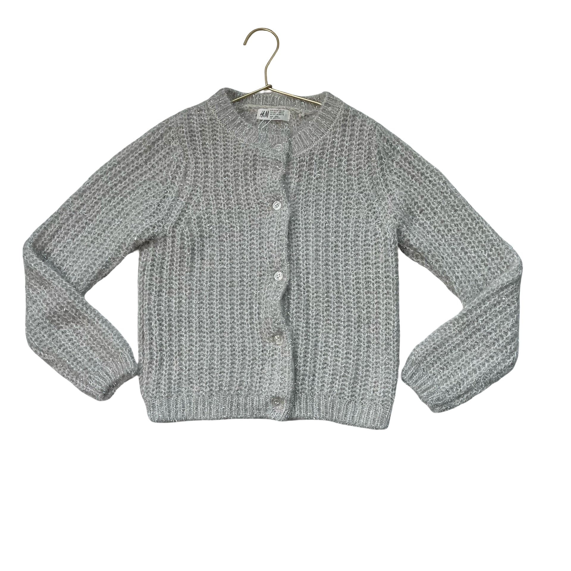 H&M Silver Sparkle Cardigan Sweater - Size 6-8