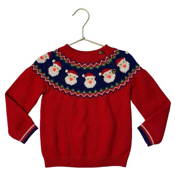 Baby Boden Red Fair Isle Santa Sweater - Size 2-3Y