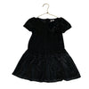 Janie and Jack Black Velvet & Gold Foil Dot Dress - Size 3