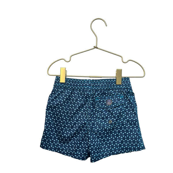 Jr. Swim Navy & Blue Triangle Pattern Swim Shorts - Size 4T